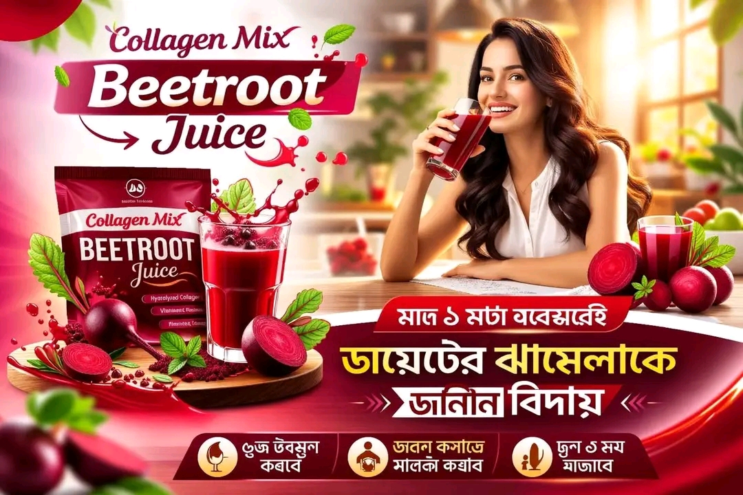 🥰 এক গ্লাসেই ফিট বডি + গ্লোয়িং স্কিন! ✨   🌿 Collagen Mix Beetroot Juice